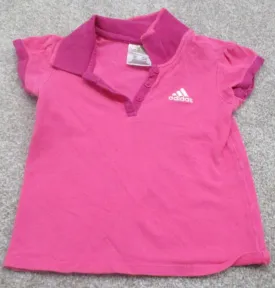 Adidas Golf Polo Shirt Kids Girls Size 2T Pink Embroidered Logo Sports Shirt