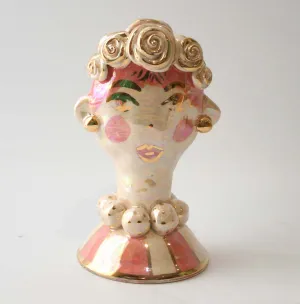 Baby Face Vase in Pink and Gold