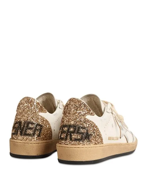 Ball Star Golden Goose Women's Glitter Low Top Sneakers, Tan/Beige