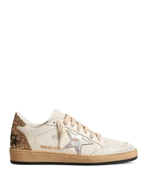 Ball Star Golden Goose Women's Glitter Low Top Sneakers, Tan/Beige