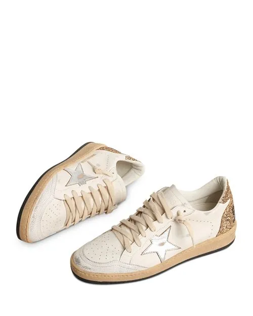 Ball Star Golden Goose Women's Glitter Low Top Sneakers, Tan/Beige