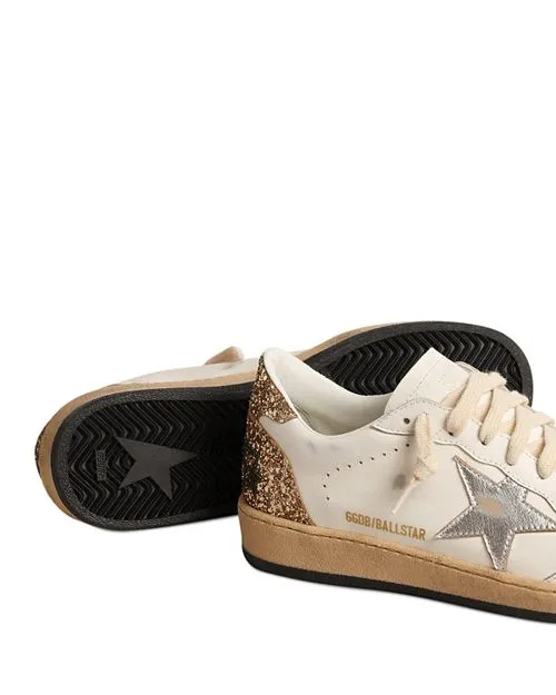 Ball Star Golden Goose Women's Glitter Low Top Sneakers, Tan/Beige