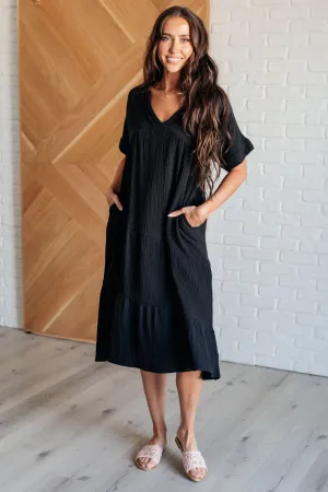 Classic Beauty Dolman Sleeve Dress in Black