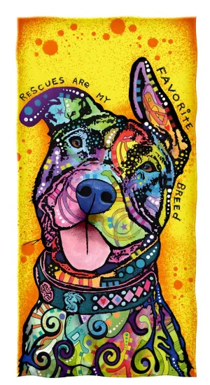 Dean Russo Super Soft Plush Cotton Beach Bath Pool Towel (Rescues are My Favorite Breed