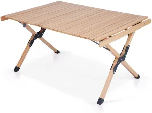 Folding Camping Roll Up Wooden Table Foldable Indoor Outdoor Low Height Portable Picnic Table