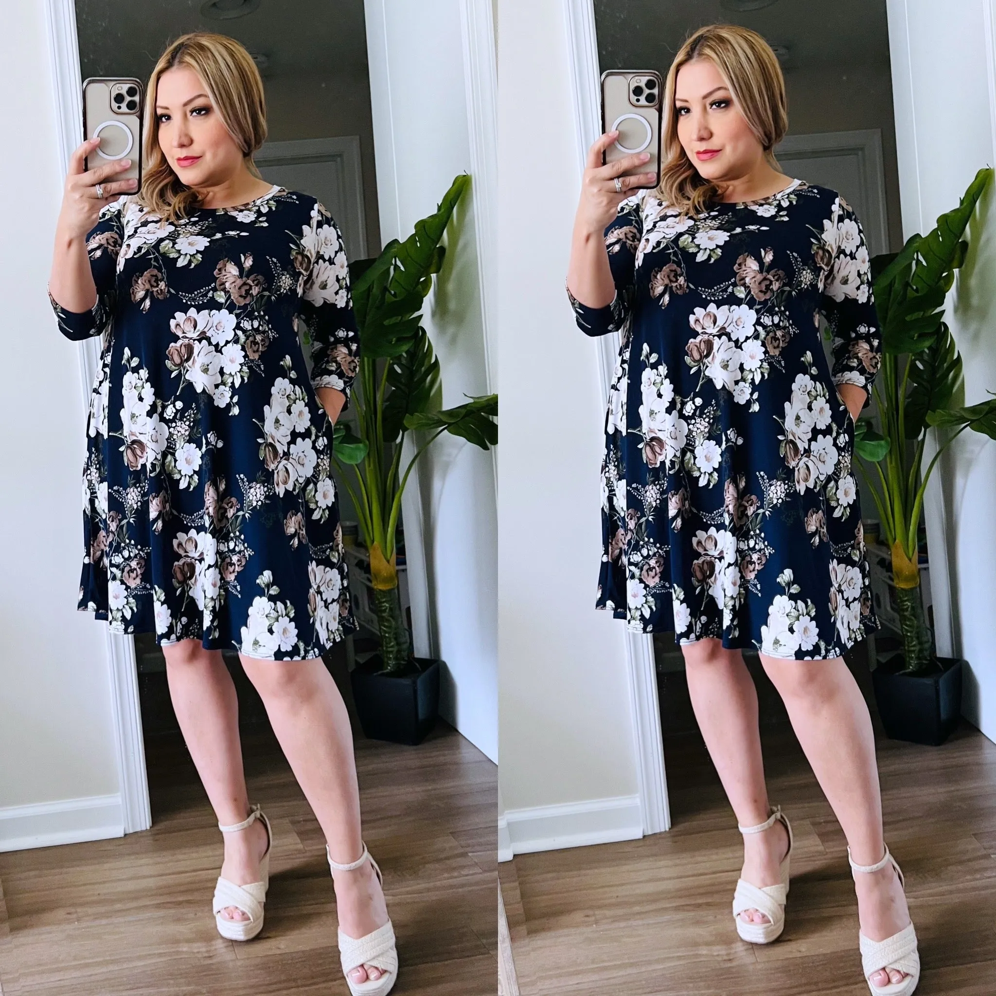 Navy Floral Dress