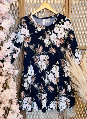 Navy Floral Dress