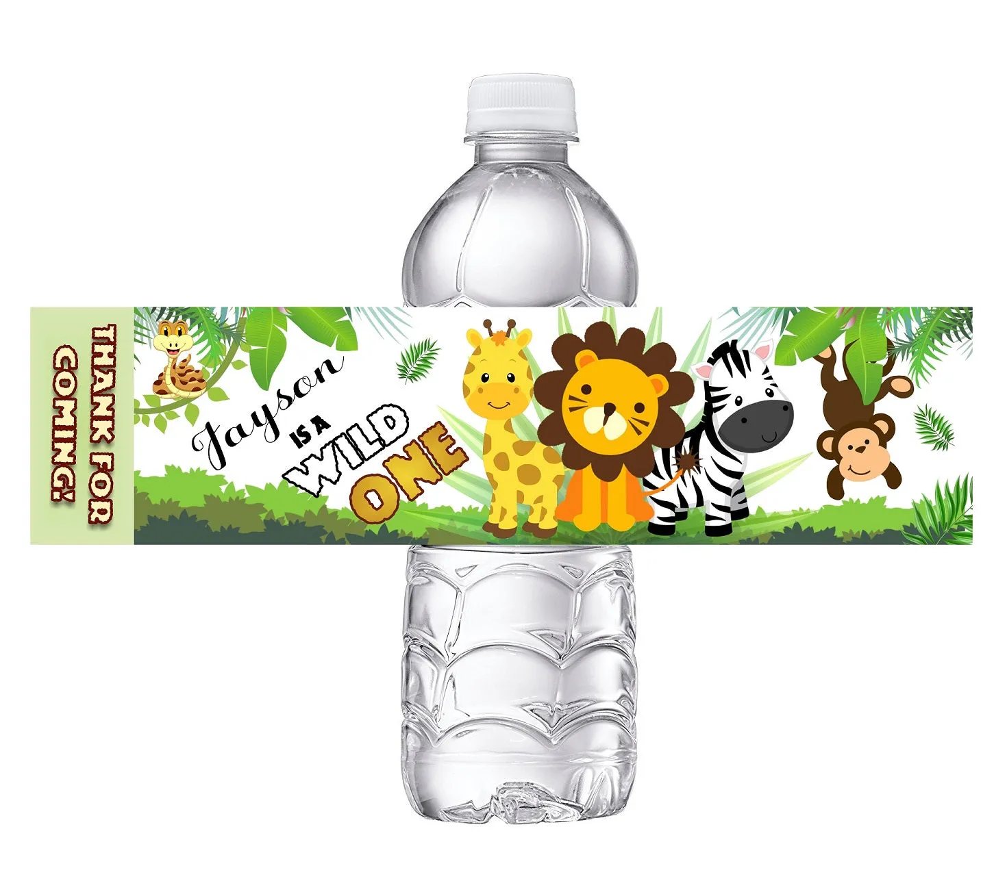 Party Favors  Baby Animal Safari Jungle Wild One Animals Birthday Water Bottle Labels Wrappers Supplies Personalized