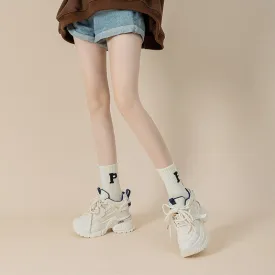 Round Toe Lace-Up Mesh Sneakers with Chunky 10cm Thick Heel