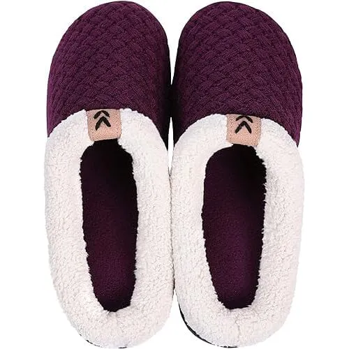 Roxoni Women's Slippers Cozy Fleece Warm Clog Knit Winter Ladies House Shoe Non-Slip