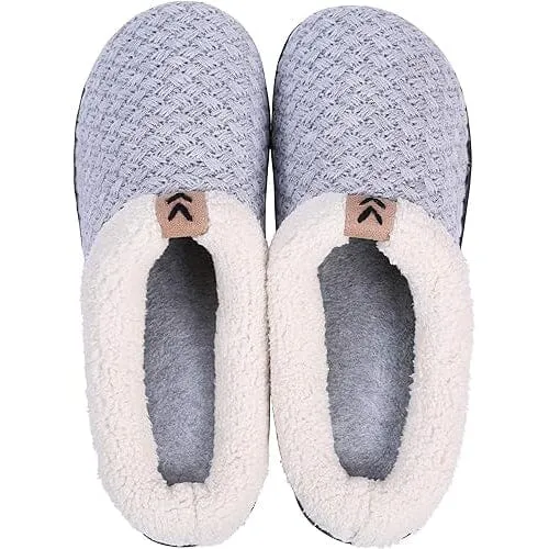 Roxoni Women's Slippers Cozy Fleece Warm Clog Knit Winter Ladies House Shoe Non-Slip